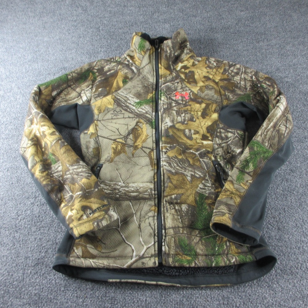 Under Armour Jacket Womens M Realtree Camo Full Zip Fleece Lined Fitted Storm